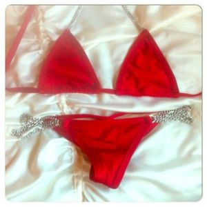 Beach Bunny inspired red multi chain bikini
