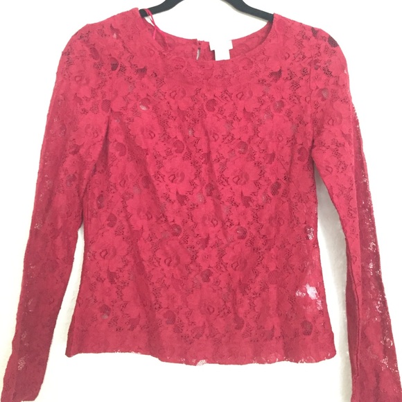 Red fitted lace top