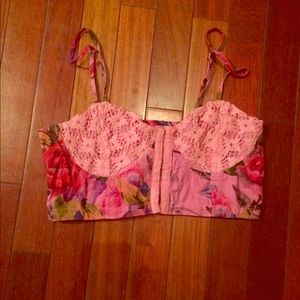 Floral Crop Top w/ Hook & Eye Closure NO TRADES