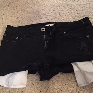 Black denim jean shorts