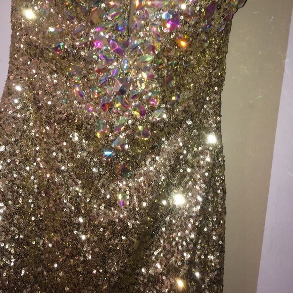 Sparkly Champagne Evening Dress - Picture 2 of 4
