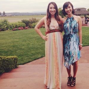 Anthropologie watercolor maxi dress