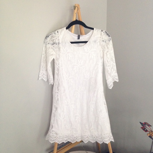White Crochet Laced Dress