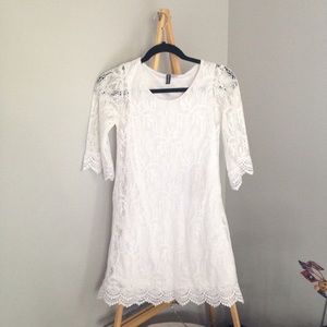 White Crochet Laced Dress