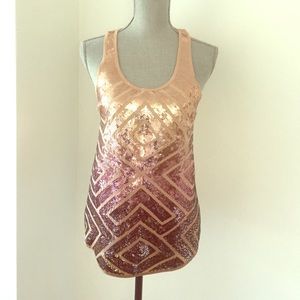 Ombré sequin BCBGMaxazria Racerback tank