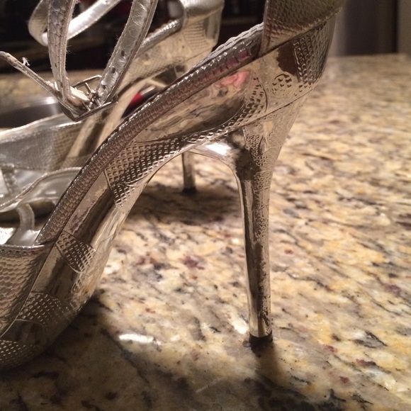 Silver Strappy Dress Heels NO TRADES - Picture 3 of 3