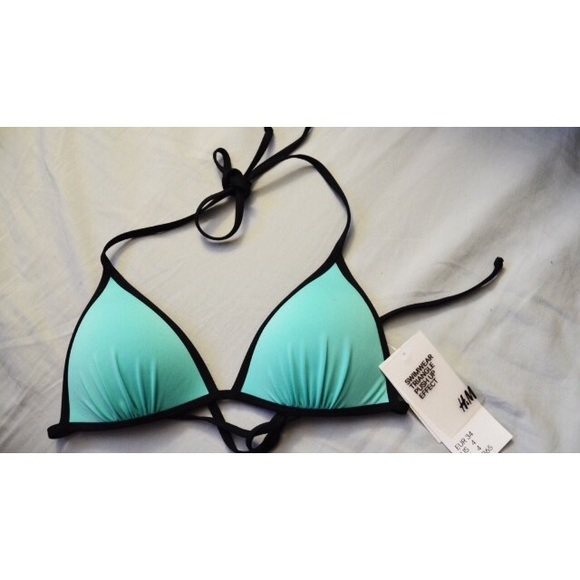 Mint triangle bikini top
