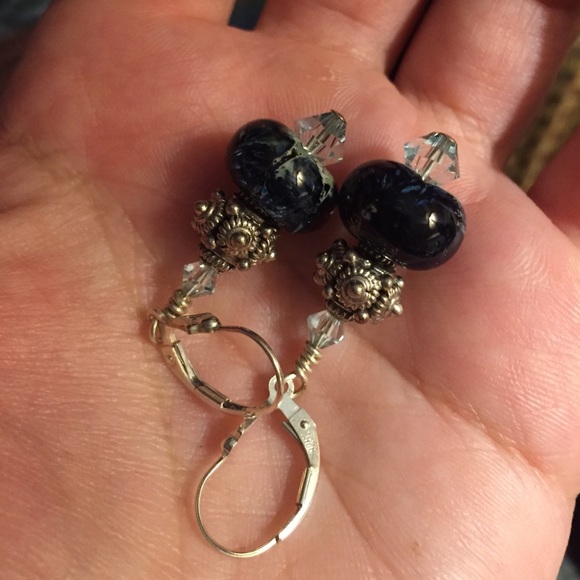 Sterling silver chandelier earrings Swarovski new - Picture 2 of 2