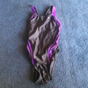 Black and purple speedo swimsuit