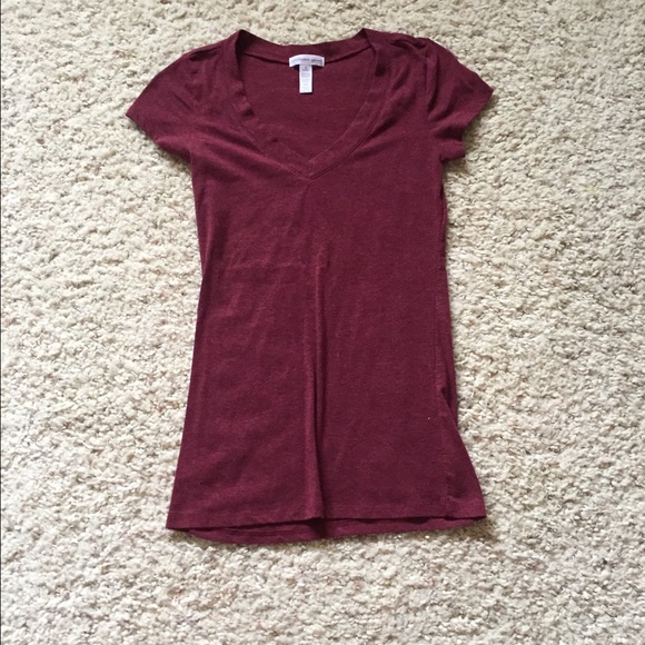 Burgundy V-neck