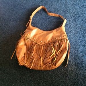 Brown fringe bag