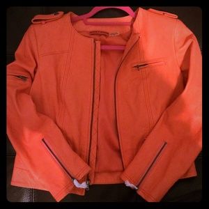 Orange leather jacket