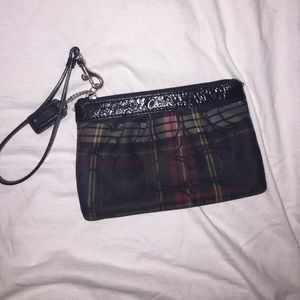 Authentic Coach Plaid Wristlet