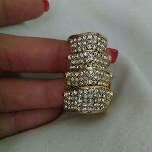 Gold Crystal Knuckle Ring