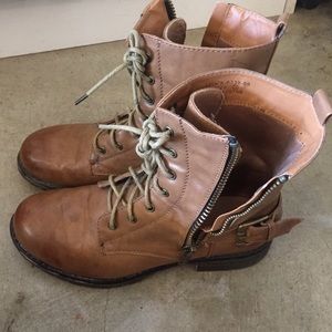 Tan combat boots