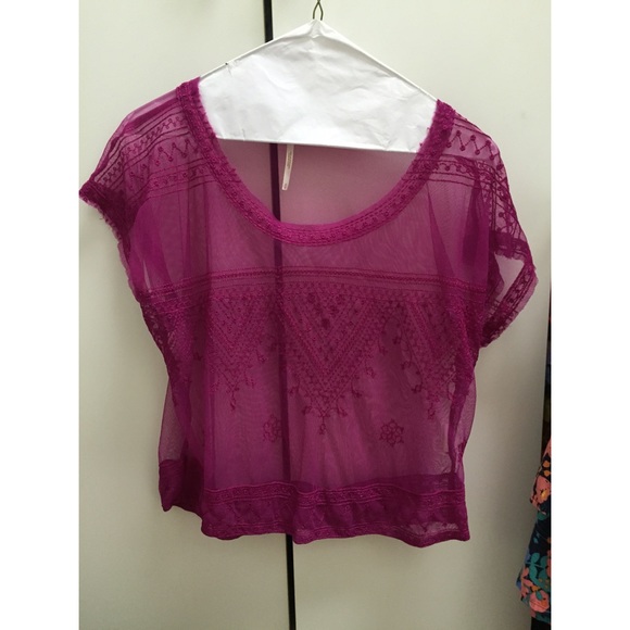 Magenta sheer cropped top