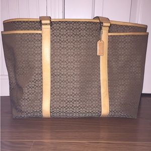 Tan Coach diaper size bag