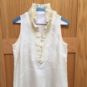 J crew ruffle collar top- ivory
