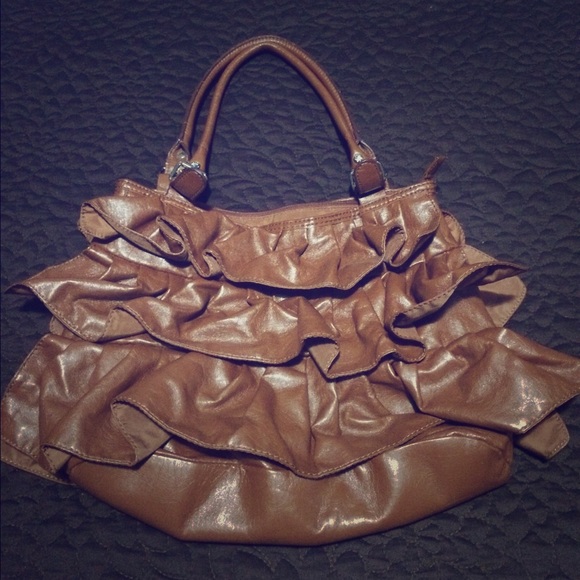 Brown ruffle purse