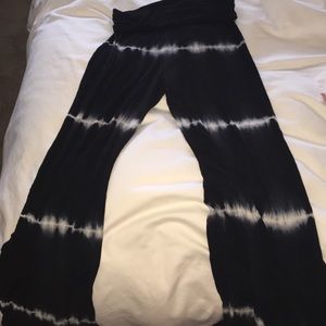 Groovy tie-dye navy blue flowy flare rayon pants