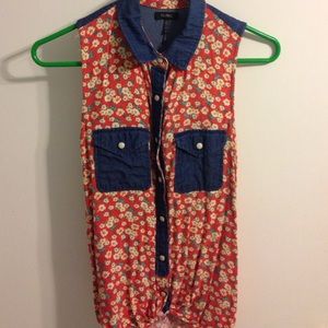 Button Up Sleeveless Top