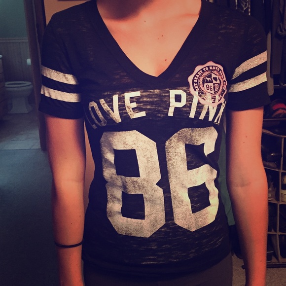 Black with pink stripes College shirt