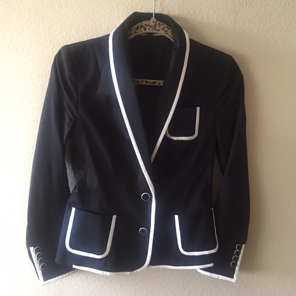 Express Jackets & Blazers - Super chic black blazer with white trim detail.