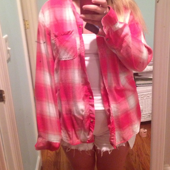 Pink & White AE Flannel