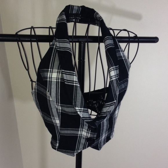 Wet Seal Plaid Vest w/ Lace Tie Back