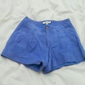 Blue suede shorts