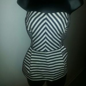 Forever 21 black and white strapless Peplum s