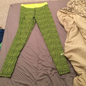 Nike pro leggings neon yellow and black