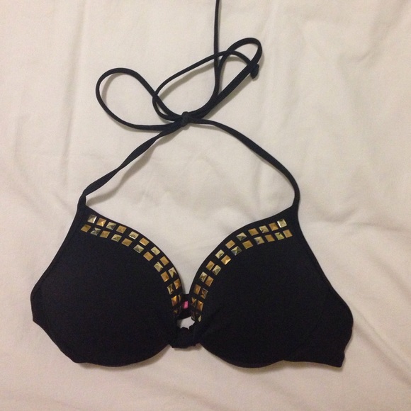 Vs pink push up swim top black size xs