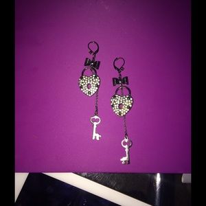 "Key to My Heart" Betsey Johnson Dangly Earrings