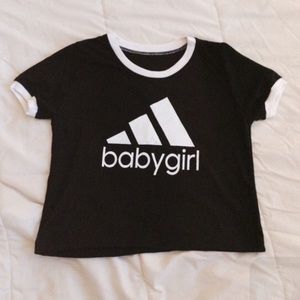 Harajuku Homemade Adidas "babygirl" crop top