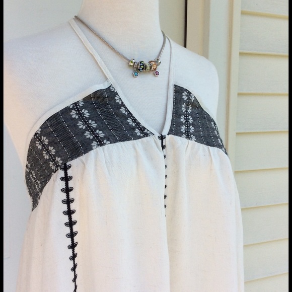 NEW En Creme Embroidered Haulter neck Jersey Dress - Picture 3 of 4
