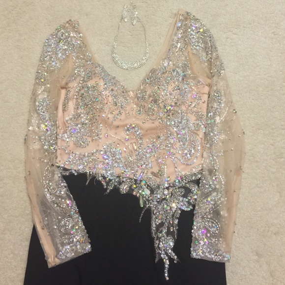 Formal elegant dress/ long transparent sleeves