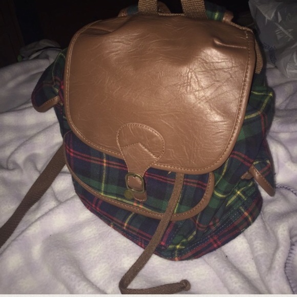 Green plaid-ish backpack from Target