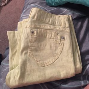 Bright yellow rewind jeans