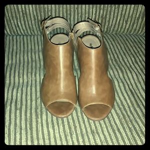 Cute Brown Peep Toe Heels