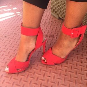 Red Zara Peep toe heels