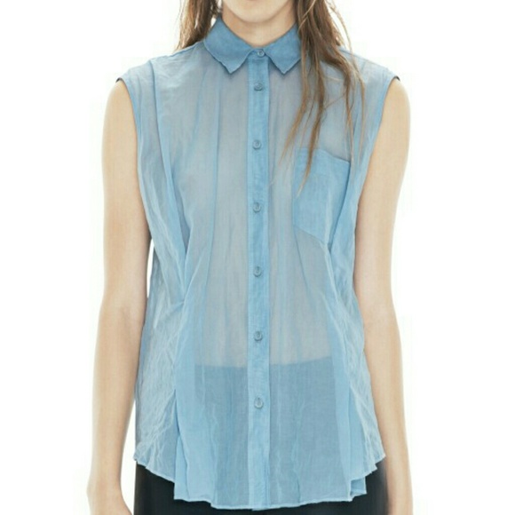 Acne Organza Scallop Tank in Sky Blue Sz S NWT
