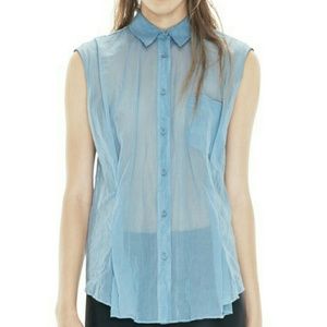 Acne Organza Scallop Tank in Sky Blue Sz S NWT
