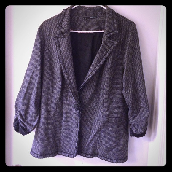 Grey rouched sleeve trendy blazer XL