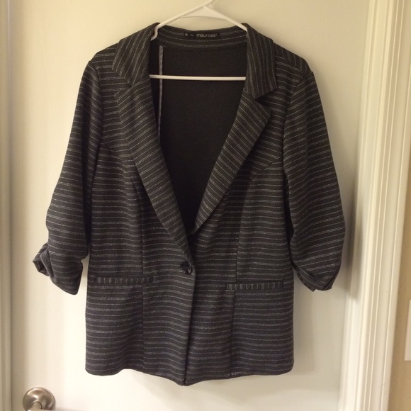 Jersey knit grey w stripes blazer size XL
