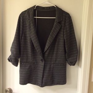 Jersey knit grey w stripes blazer size XL
