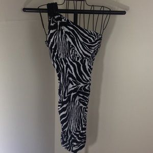 Wet Seal One Shoulder Zebra Print Bodycon Dress