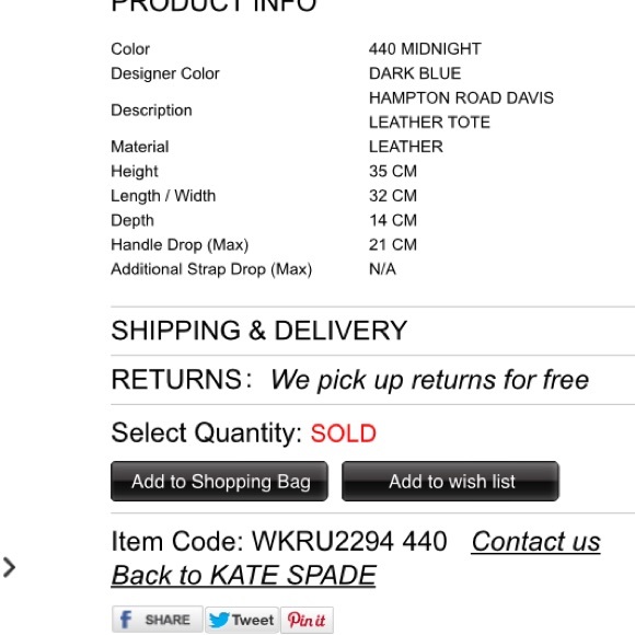 KATE SPADE LARGE HAMPTON ROAD DAVIS LEATHER TOTE - Picture 4 of 4