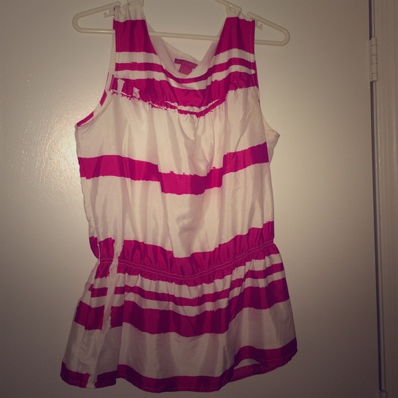 Pink white empire waist sleeveless XL