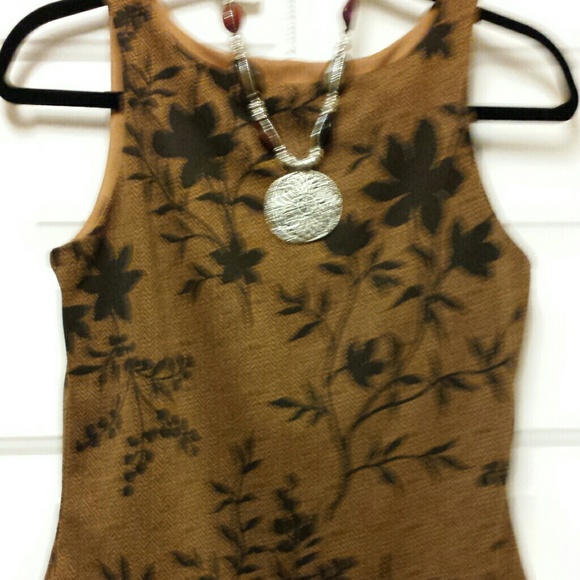 Sleeveless brown floral top